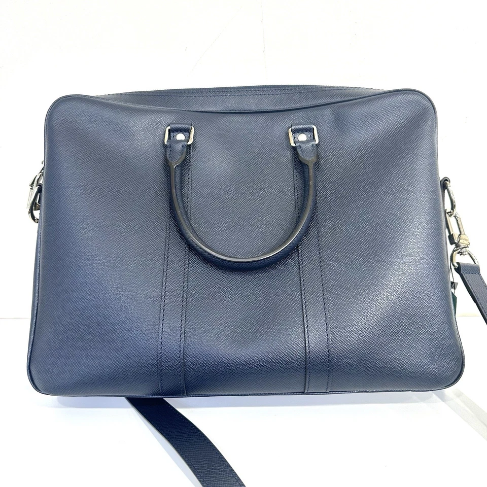 OPEN BOX Louis Vuitton Porte-Documents Voyage Dark Blue Case Taiga Leather PM - - Image 2 of 4