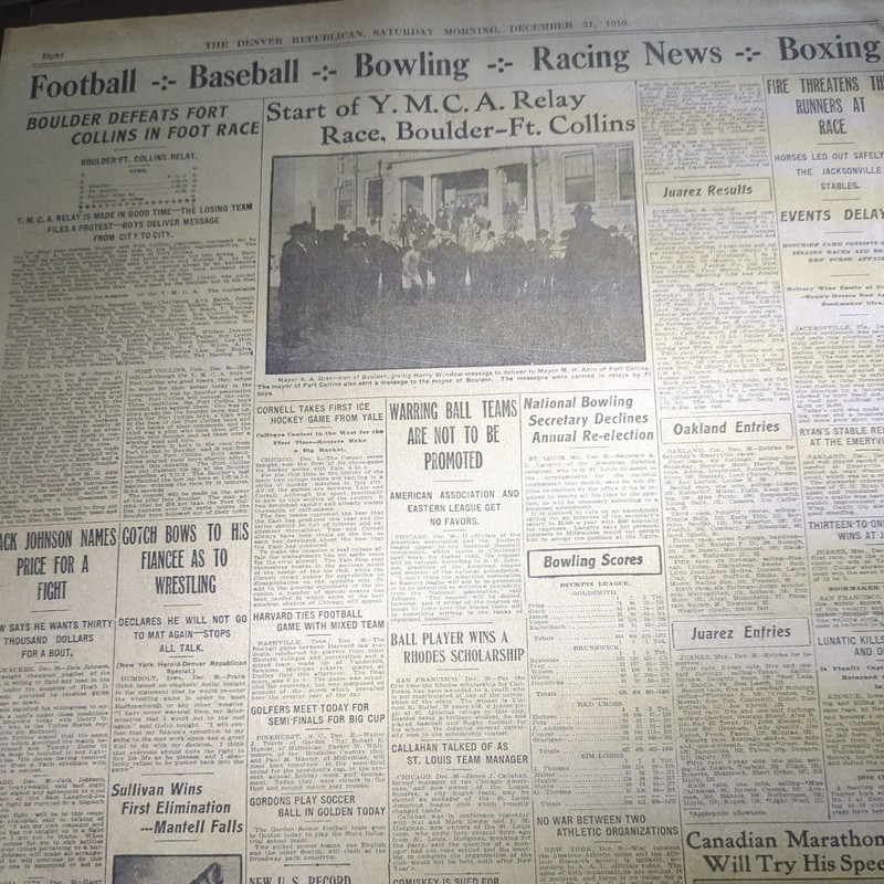 DEC 13, 1910 NEWSPAPER PAGE #2385-  JACK SULLIVAN, JACK JOHNSON, HANS HOLMER