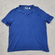 Calvin Klein Liquid Touch Polo Mens Medium Cotton Blue Short Sleeve Shirt