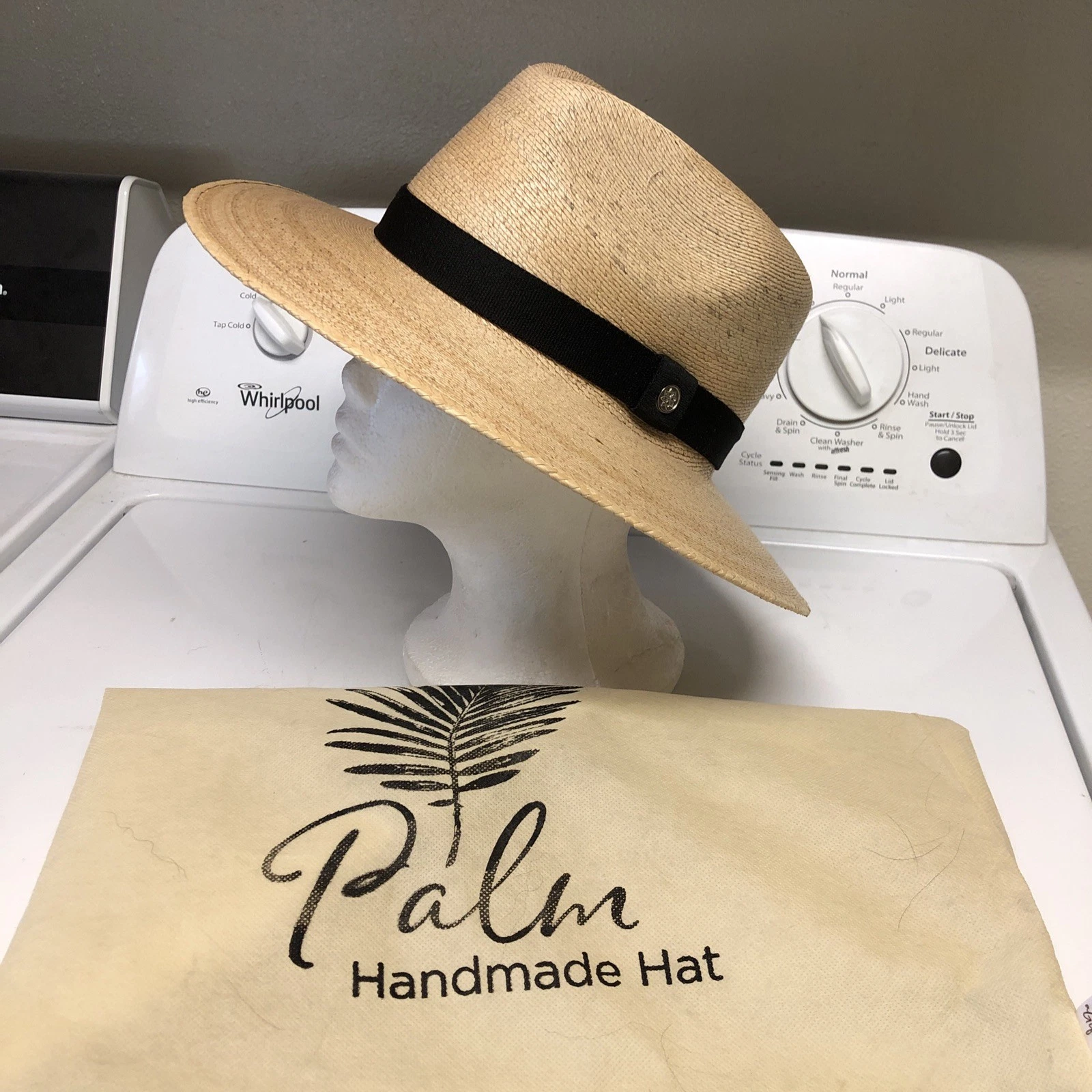 Mexican Palm Leaf Fedora Natural Straw Sunhat Size M Handmade