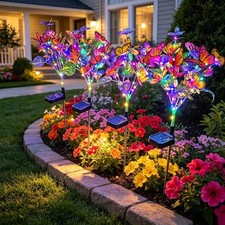 1-4Pack Solar Power Butterfly Flower Light Waterproof For Lawn Yard Garden Decor
