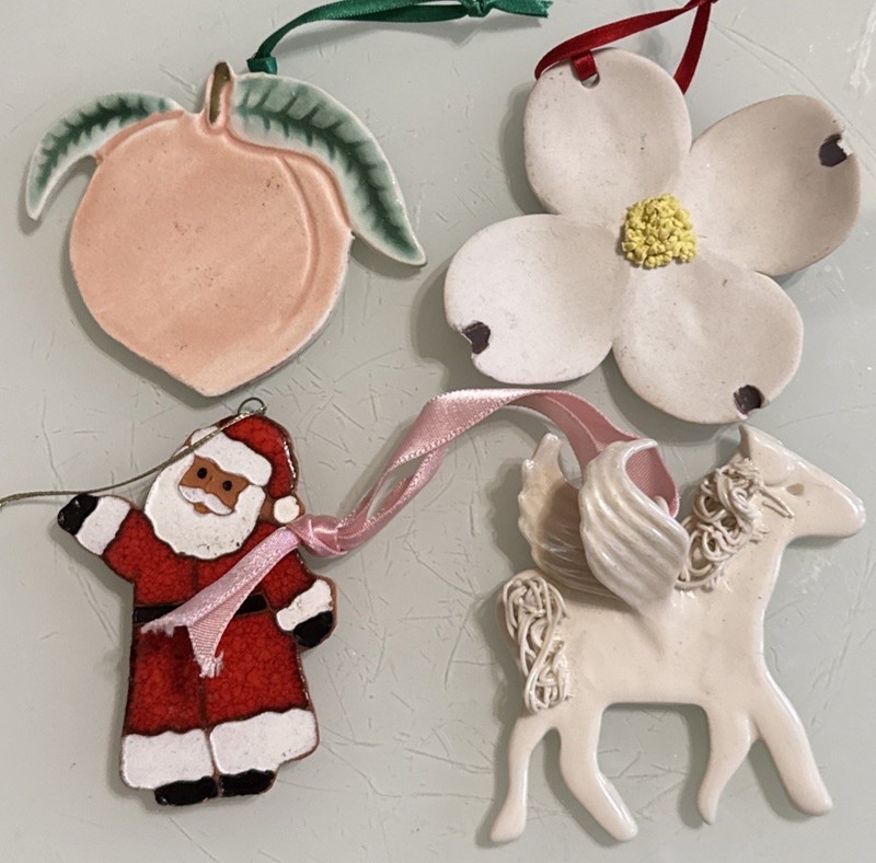 Vintage southern artistry Clay  Christmas ornaments Lot