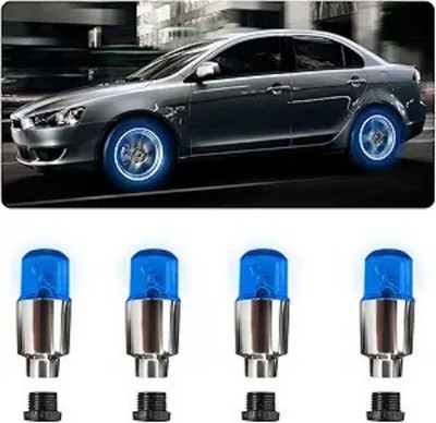 4 PCS LED Tire Valve Lights, Waterproof Neon Air Caps for Bicycle  Color: Blue