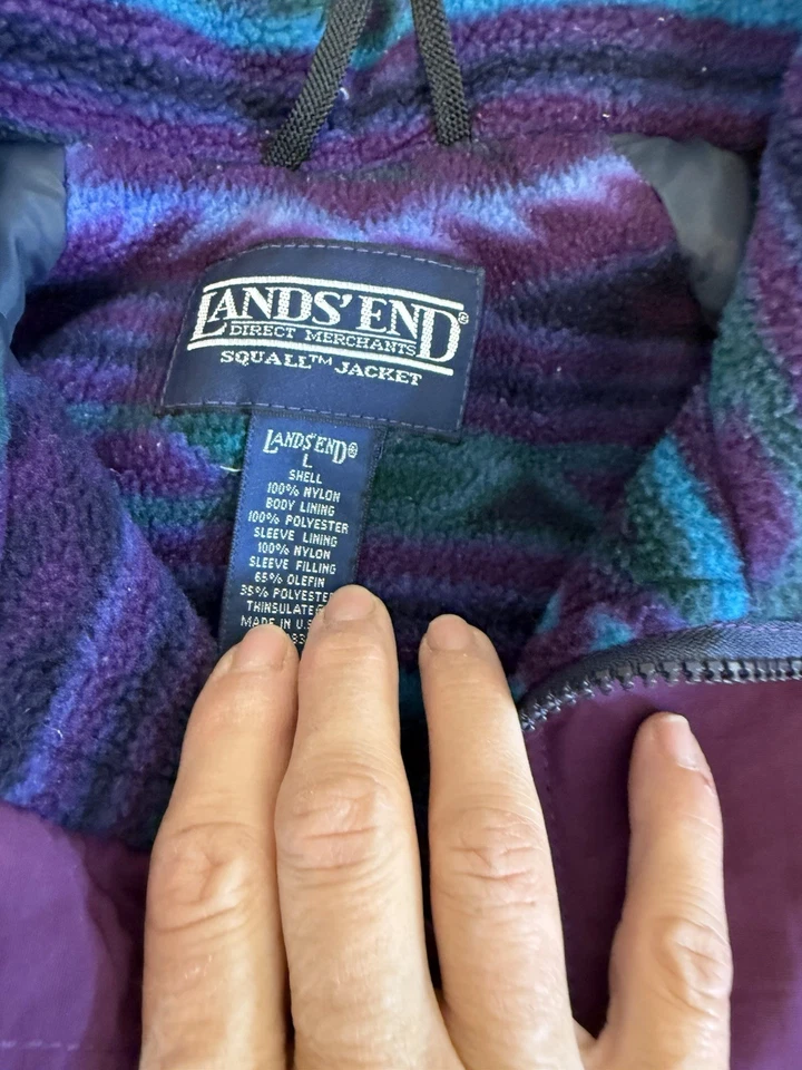 Chaqueta cortavientos vintage de los 90 Lands End para mujer forrada con lana talla grande Foto 3 de 4