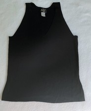 Vintage 90s Y2K AK Collection Basic V-Neck Black cropped Tank Top Racerback XS