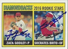 Zack Godley Socrates Brito Arizona Diamondbacks 2016 Topps Heritage Signed Card