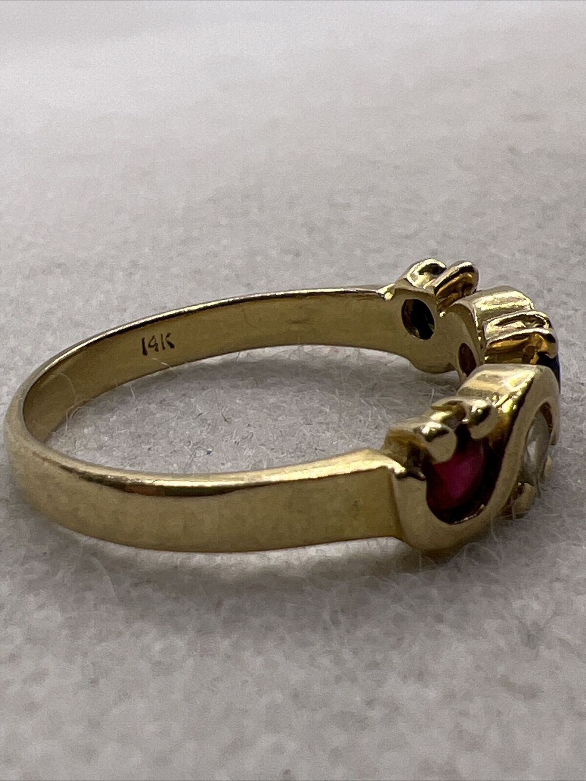 Solid 14K Yellow Gold Created Ruby & Sapphire Mul… - image 3