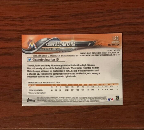 2018 Topps Chrome #128 Sandy Alcantara Refractor …