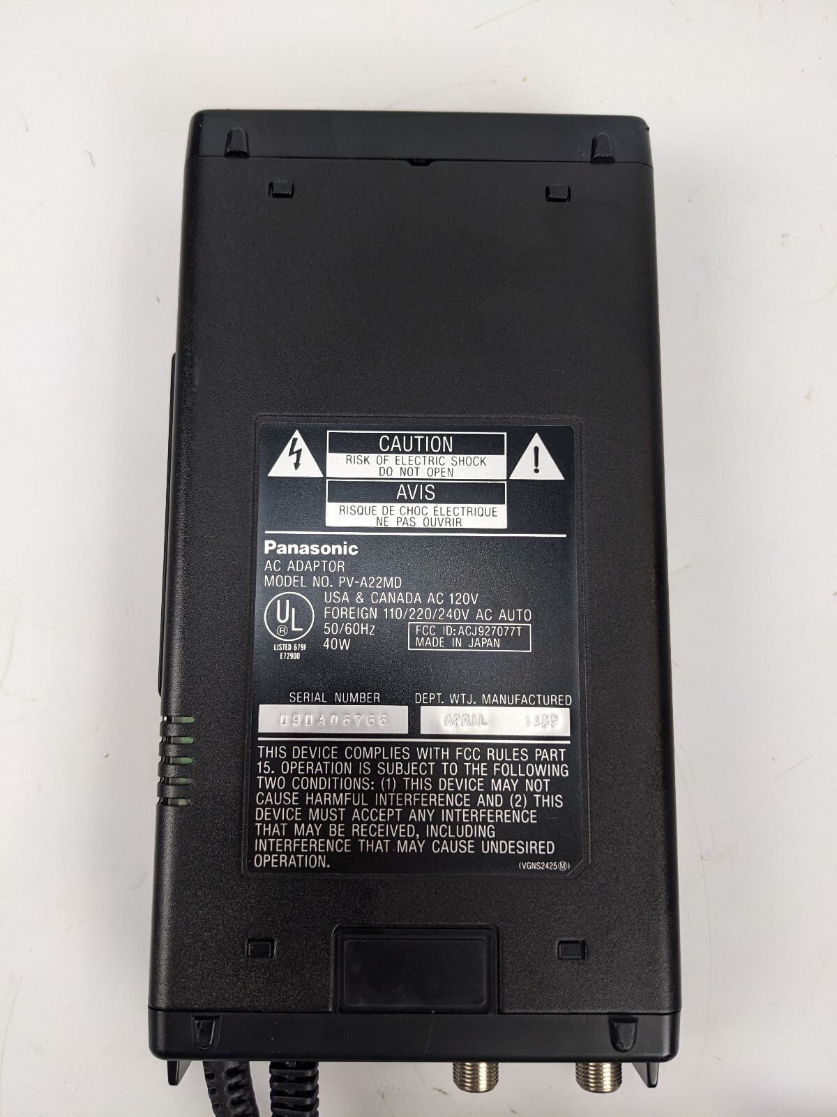 Panasonic PVA22MD Battery Charger Camera AC Adapter genuine oem eBay