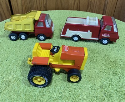 Vintage Tonka Trucks Lot Dump Truck, Fire truck, Lawnmower 