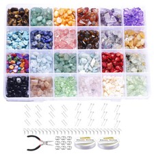 24 Grids Natural Crystal Chips Irregular Stone Beads Assorted Jewelry Making DIY