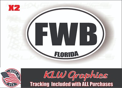Fort Walton Beach Florida FWB Oval Bumper Decal Sticker USA Sand Coast Shore