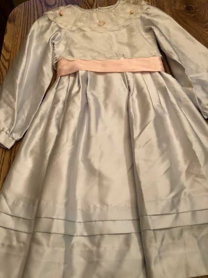 Girls Vintage Party Dress Dorissa  International  Nicole size 7 blue/ lace 1980s
