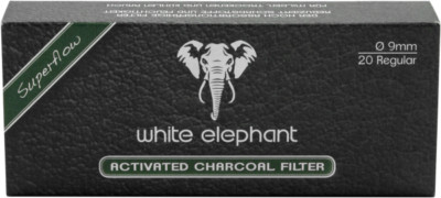 NEW White Elephant - Activated Charcoal 9mm Pipe Filters - 20 Pack