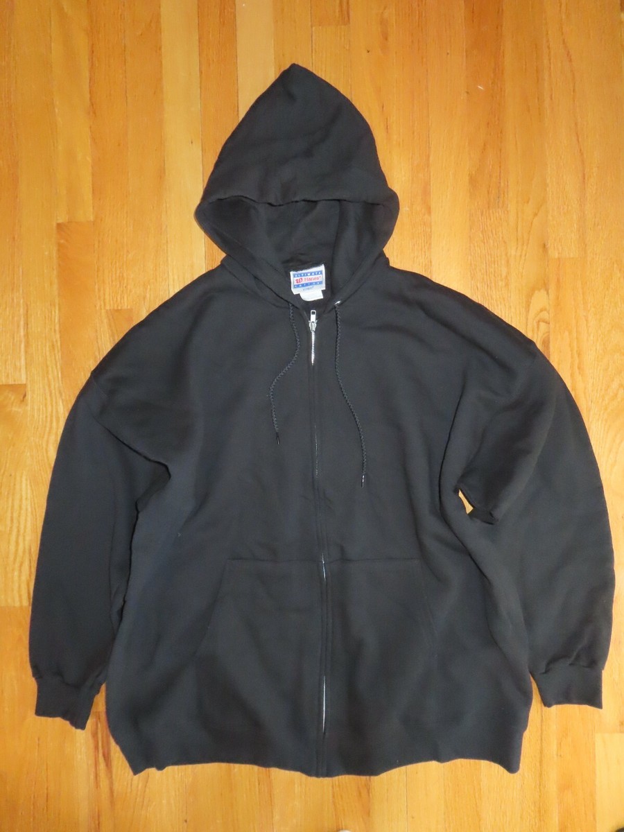 神サイズ 80‘s USA製 Hanes 無地 ジップ パーカー 黒 XL Vintage Ultimate Hanes Cotton Label - 
