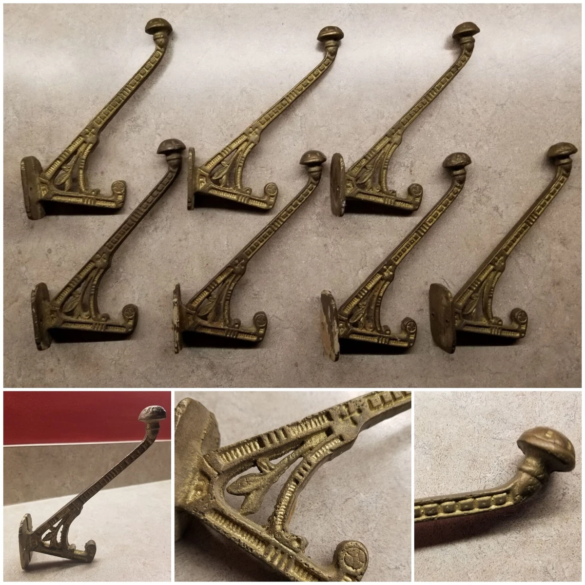 Vintage Hardware & Lighting - Vintage Hooks - Cast Iron and Brass Coat and  Hat Hooks