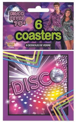 Disco Dance Party 70's Drink Coasters Birthday Party Decor Tableware 6pcs/pk