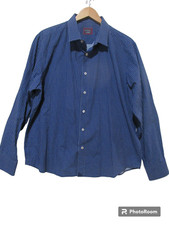 Sz XL UNTUCKit Mens Button Up Shirt Navy Blue White Print Cotton EXCELLENT