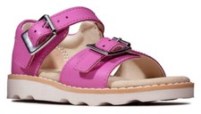 Image of BNIB Clarks Girls Toddler Crown Bloom Hot Pink Leather Air Spring Sandals F/G
