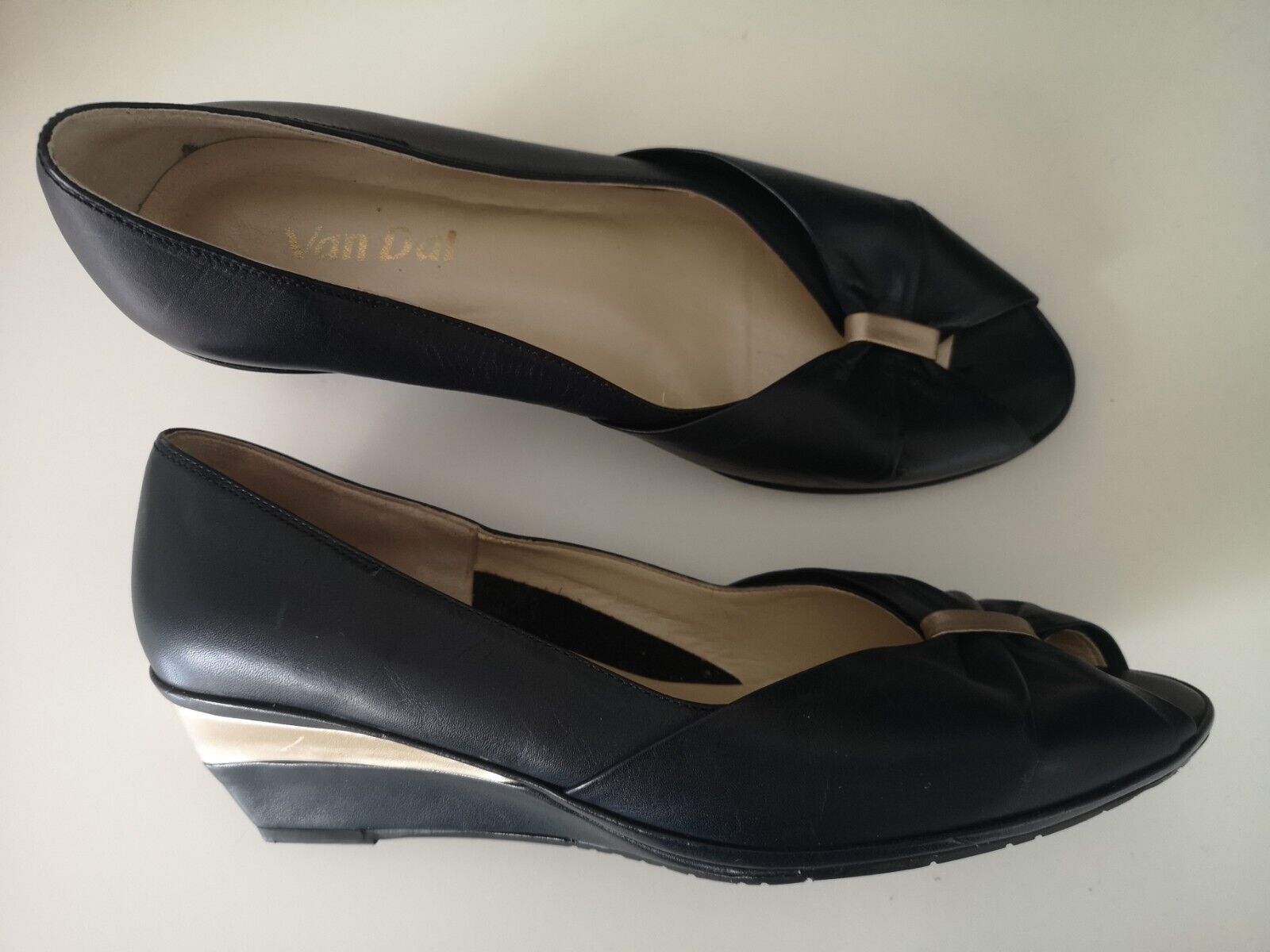 Van Dal Delray Navy Leather Shoes UK 7D Peep Toe Shoes | eBay