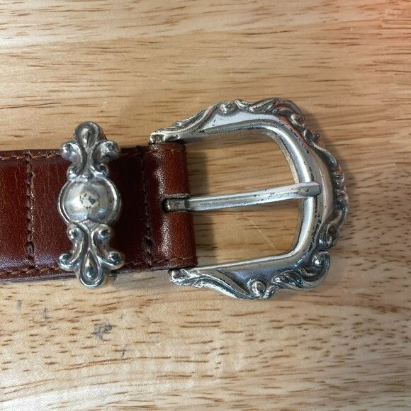 Vintage Fossil Medallion Leather Western Belt Women M 