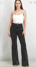 NWT Free People Florence Flare Leg Jeans High Rise Black Coal Runs Small Size 27