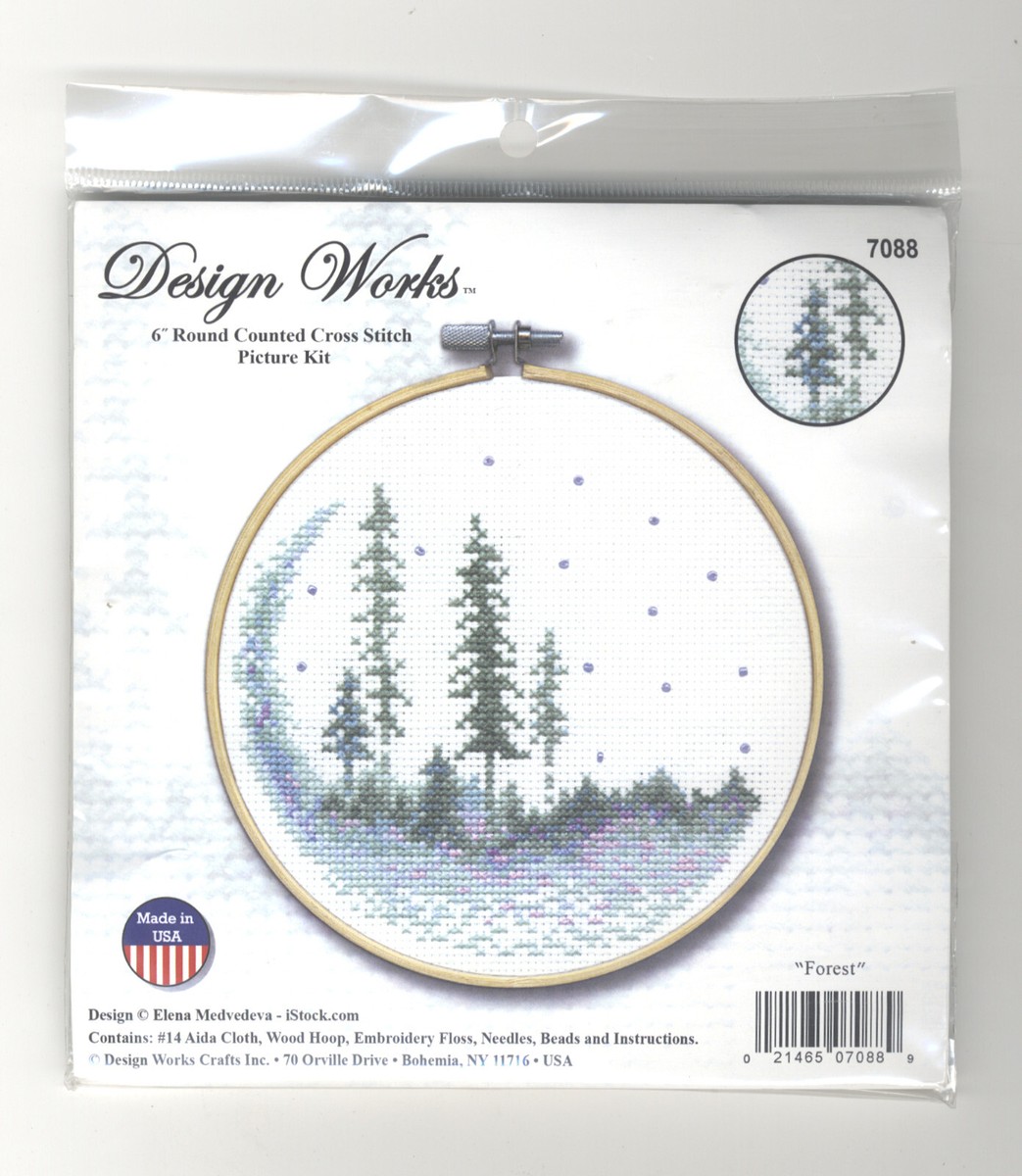 Cross Stitch Kit ~ Design Works Evergreen Winter Forest w/6