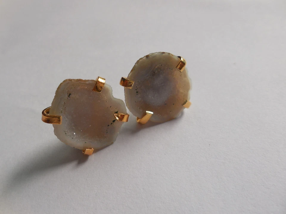 Pendiente de piedras preciosas druzy natural cueva druzy joyería piedra geoda azúcar Foto 3 de 4