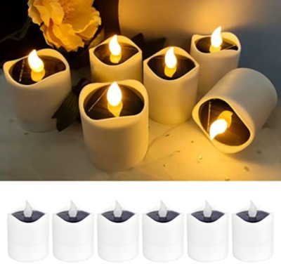 6 candele solari a LED per esterni, impermeabili, senza fiamma, realistiche e luminose, decorazione tremolante decorativa per giardino, cortile, feste, matrimoni, festival
