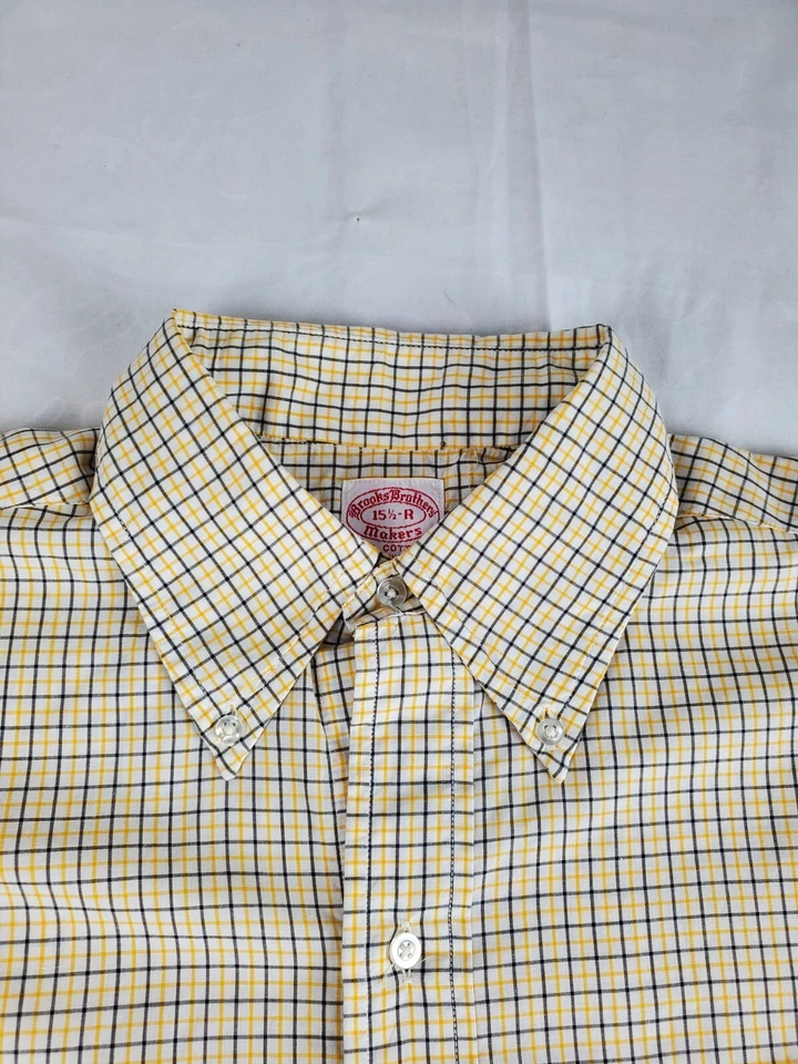60s Six Buttons Vintage Brooks Brothers Makers Gingham Shirt 15.5 OCBD USA - Image 4 of 4