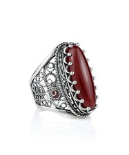 Sterling Silver Filigree Art Gemstone Women Bold Oval Statement Ring