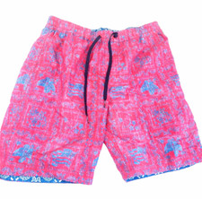 Keyn Spooner Mens Hawaii Swim Shorts Red mix print UK M Elastic Tie Waist beach