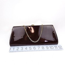Vintage Clutch Purse Dark Brown Bag With Small Gold Chain Handle READ