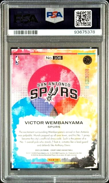 PSA 10 Victor Wembanyama 2023-24 Court Kings Rookies II #106 Wemby RC Spurs - Image 2 of 3