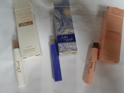 Lot of 3 Vintage Revlon 0.05 Mini Colognes, Cherish, Lasting, & Jontue Moonlight
