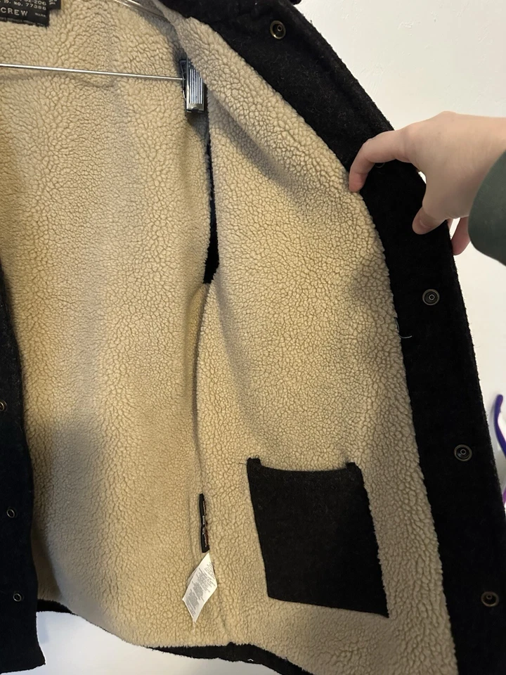 Raro J. Chaqueta de Lana Militar Crew NX-631 Forrada Sherpa Para Hombre Gris Medio Pesado Foto 4 de 4