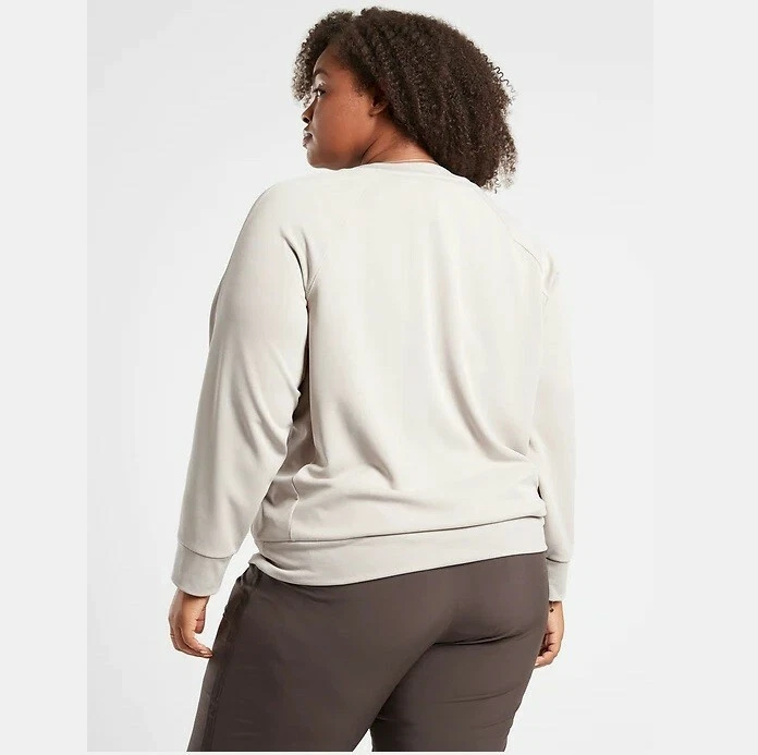 $79 Athleta Abalone Grey Seasoft Scoop-Neck Sweatshirt Size XL | eBay