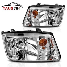 Chrome Headlights for 1999-2005 Volkswagen Jetta Left + Right Headlamps Pair Set