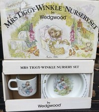 Wedgwood Beatrix Potter Mrs. Tiggy Winkle 3 PC Nursery Set, ENGLAND Vintage