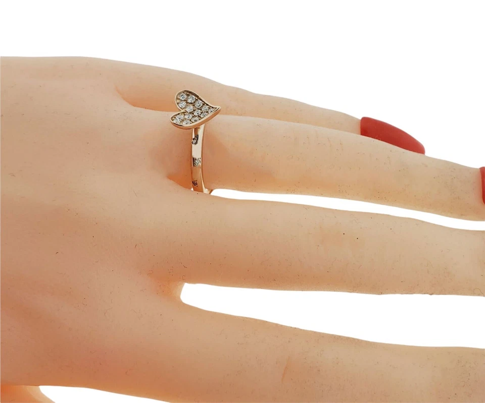 Anillo con corazón de diamantes Mikimoto en oro rosa de 18 quilates talla 6 Foto 3 de 4