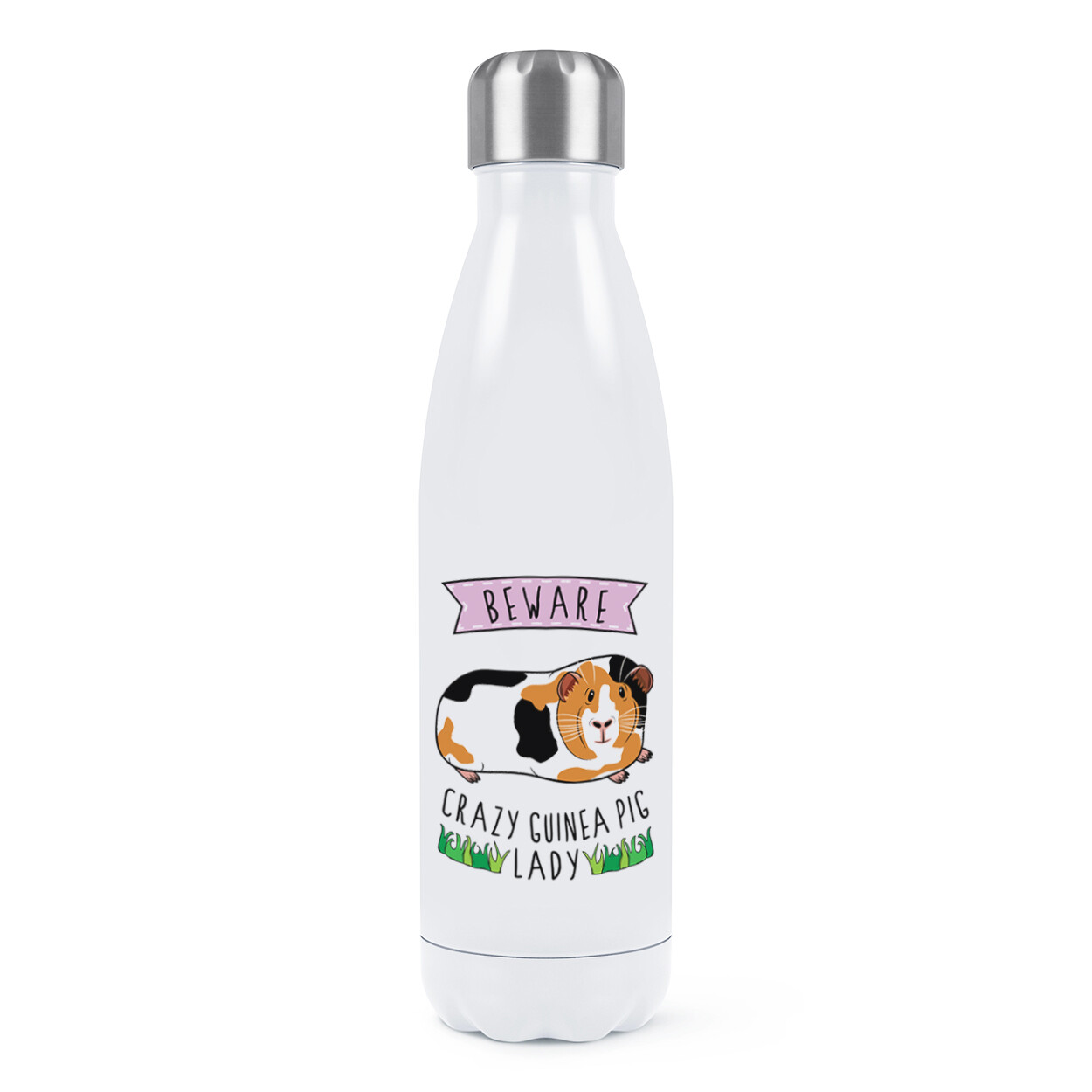 Beware Crazy Guinea Pig Lady Double Wall Water Bottle Funny Animal Thermal