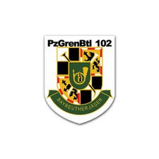 Aufkleber/Sticker PzGrenBtl 102 Panzergrenadier Bataillon Bayreuther 6x7cm A1415