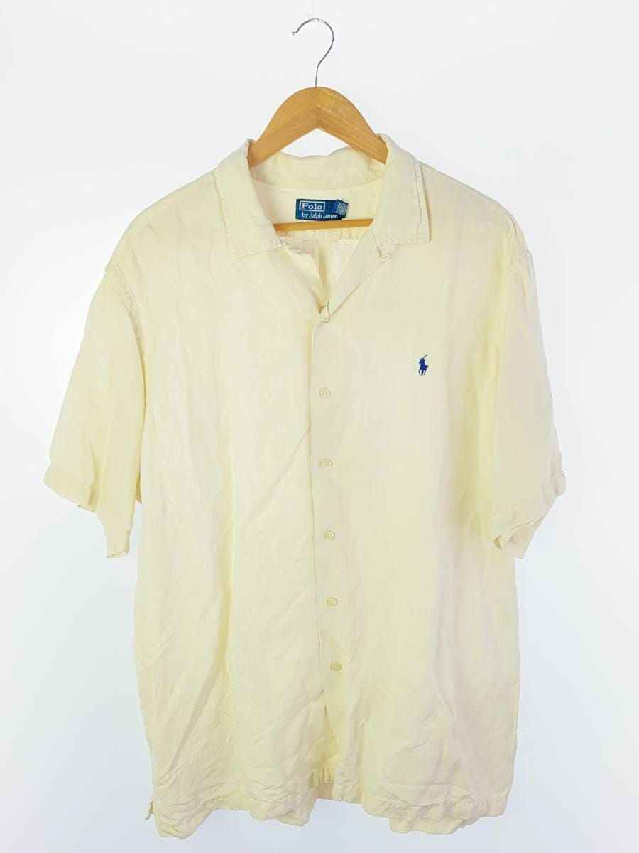 RALPH LAUREN SHORT SLEEVE SHIRT 90s OPEN COLLAR XXL LINEN 64 SILK 