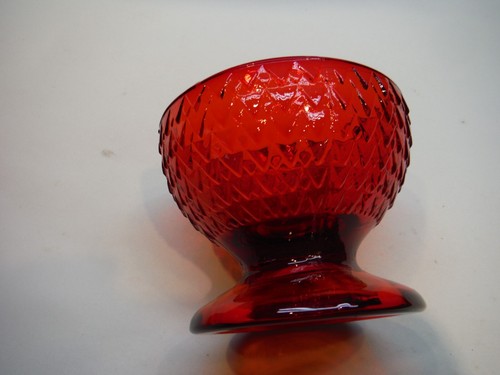 Viking Glass Ruby Red Owl Fairy Lamp MCM Vintage Flawed - Picture 7 of 13