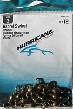 Eight (8) Packs of 12 Hurricane Brass Barrel Fishing Swivels Size 3 (96 total)