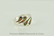 Colorful Sterling Silver Swirl Fire Opal Bypass Ring 925 Sz: 8.5