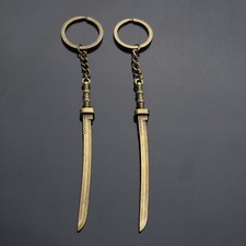 2x PIEZAS Llavero Largo Bronce Samurai Katana Espada Feudal Japón Guerrero Llavero