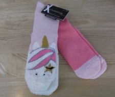 CUDDL DUDS GIRLS SLIPPER SOCKS 2 - PINK - LOUNGE SOCKS - SHOE SIZE 4-10 NWT