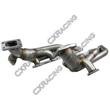 Cxracing Twin Turbo Header T3 38mm Wg For 79-93 Ford Fox Body Mustang 5.0l