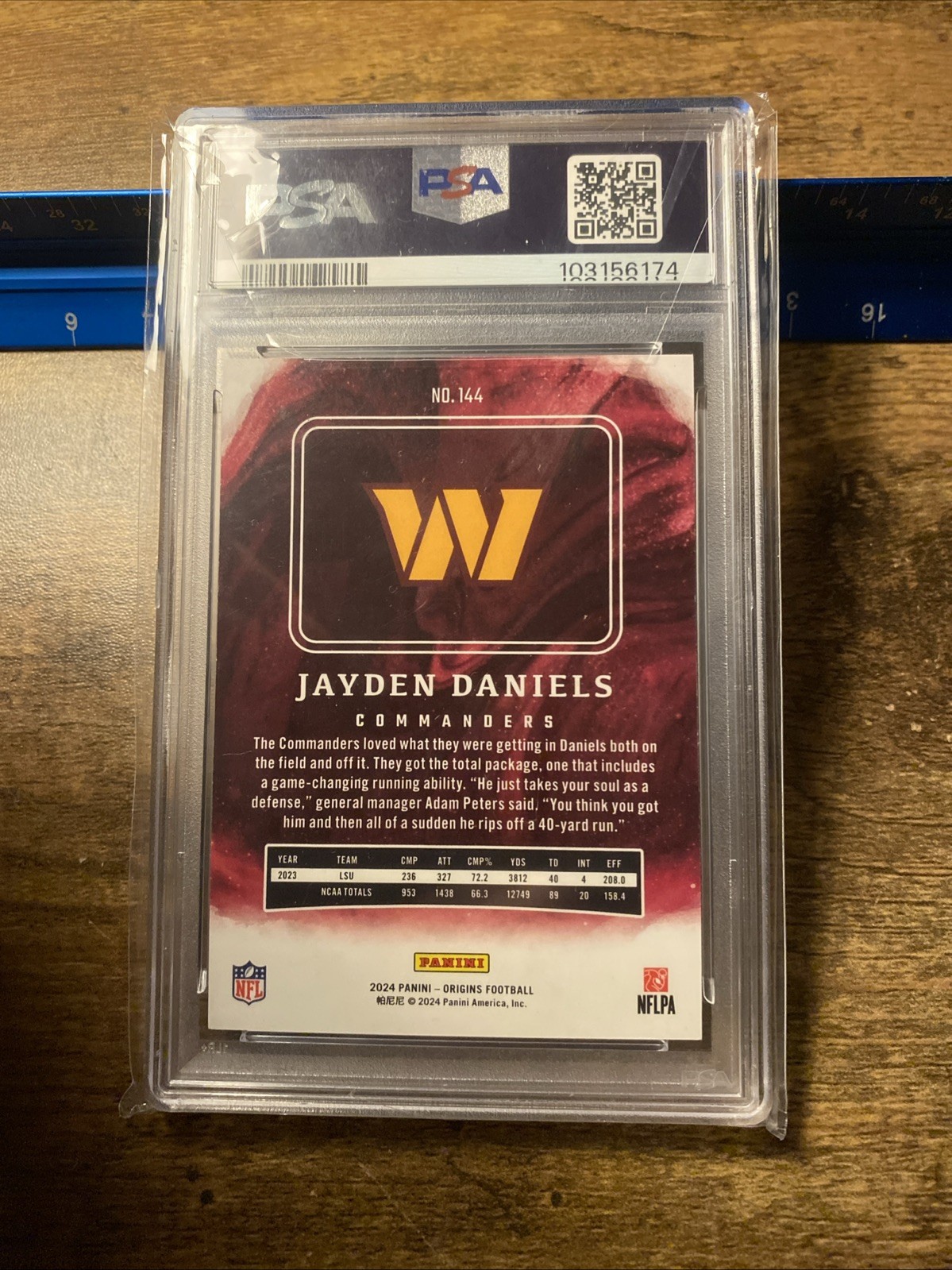2024 Origins Red /149 Jayden Daniels Rc Psa 8 Sick Color Match view 2